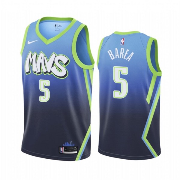 NBA Men Dallas Mavericks Gradient Blue #5 BAREA Jersey High Quality Name and Number Print