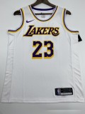 NBA Men Los Angeles Lakers #23 JAMES Retro White Round Neck Jersey High Quality Name and Number Print