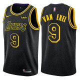NBA Men Los Angeles Lakers Black #9 VAN EXEL Round Neck Jersey High Quality Name and Number Print