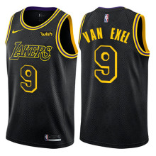 NBA Men Los Angeles Lakers Black #9 VAN EXEL Round Neck Jersey High Quality Name and Number Print
