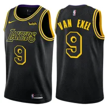 NBA Men Los Angeles Lakers Black #9 VAN EXEL Round Neck Jersey High Quality Name and Number Print