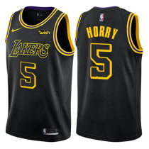 NBA Men Los Angeles Lakers Black #5 HORRY Round Neck Jersey High Quality Name and Number Print