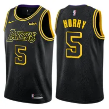 NBA Men Los Angeles Lakers Black #5 HORRY Round Neck Jersey High Quality Name and Number Print