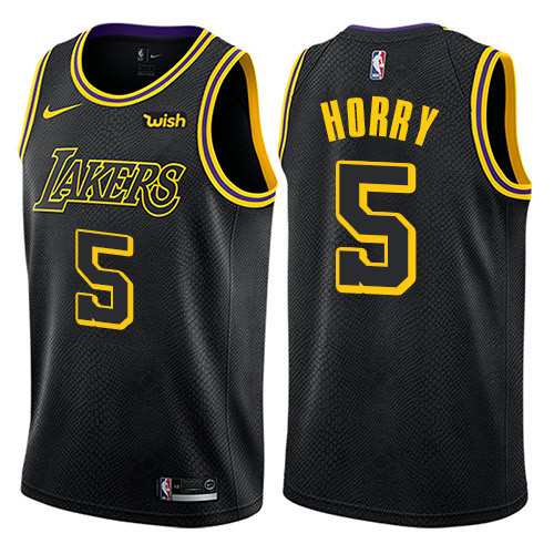 NBA Men Los Angeles Lakers Black #5 HORRY Round Neck Jersey High Quality Name and Number Print
