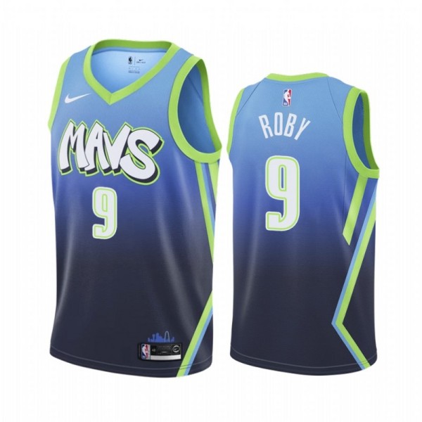 NBA Men Dallas Mavericks Gradient Blue #9 ROBY Jersey High Quality Name and Number Print