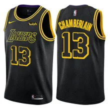 NBA Men Los Angeles Lakers Black #13 CHAMBERLAIN Round Neck Jersey High Quality Name and Number Print