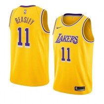 NBA Men Los Angeles Lakers Retro Yellow Round Neck #11 BEASLEY Jersey High Quality Name and Number Print