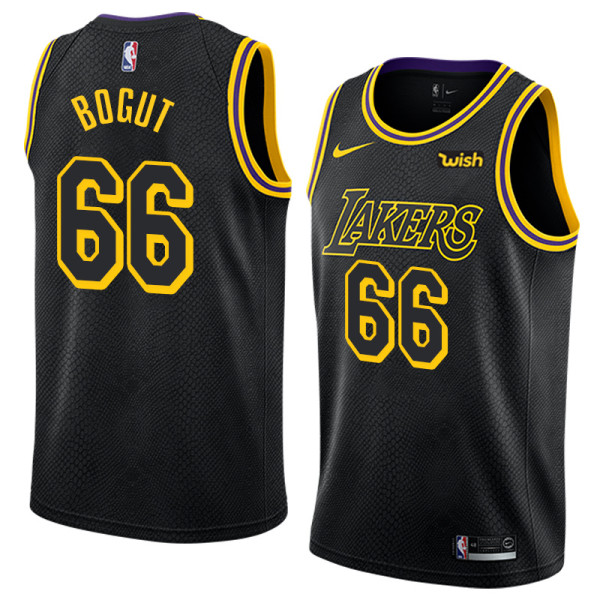 NBA Men Los Angeles Lakers Black #66 BOGUT Round Neck Jersey High Quality Name and Number Print