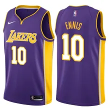 NBA Men Los Angeles Lakers Purple #10 ENNIS. V-neck Jersey High Quality Name and Number Print