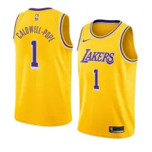 NBA Men Los Angeles Lakers Retro Yellow Round Neck #1 CALD WELL-POPE Jersey High Quality Name and Number Print