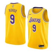 NBA Men Los Angeles Lakers Yellow Round Neck #9 RONDO Jersey High Quality Name and Number Print