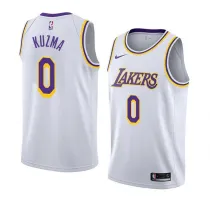 NBA Men Los Angeles Lakers #0 KUZMA Retro White Round Neck Jersey High Quality Name and Number Print