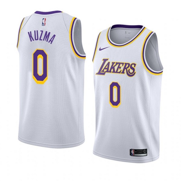 NBA Men Los Angeles Lakers #0 KUZMA Retro White Round Neck Jersey High Quality Name and Number Print
