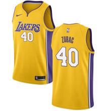 NBA Men Los Angeles Lakers #40 ZUBAC Yellow V-neck Jersey High Quality Name and Number Print
