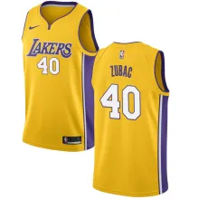 NBA Men Los Angeles Lakers #40 ZUBAC Yellow V-neck Jersey High Quality Name and Number Print