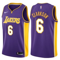 NBA Men Los Angeles Lakers Purple #6 CLARKSON V-neck Jersey High Quality Name and Number Print