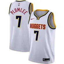 NBA Men Denver Nuggets White #7 PLUMLEE Jersey High Quality Name and Number Print
