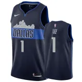 NBA Men Dallas Mavericks Dark Blue with Snow Mountain #1 LEE Jersey High Quality Name and Number Print