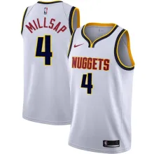 NBA Men Denver Nuggets White #4 MILLSAP Jersey High Quality Name and Number Print