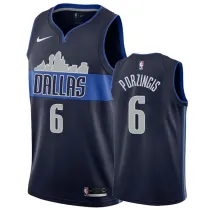 NBA Men Dallas Mavericks Dark Blue with Snow Mountain #6 PORZINGIS Jersey High Quality Name and Number Print