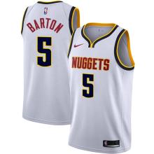 NBA Men Denver Nuggets White #5 BARTON Jersey High Quality Name and Number Print