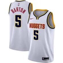 NBA Men Denver Nuggets White #5 BARTON Jersey High Quality Name and Number Print