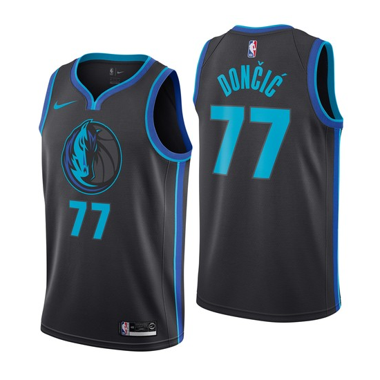 NBA Men Dallas Mavericks Black #77 DONCIC Jersey High Quality Name and Number Print