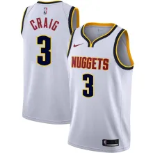 NBA Men Denver Nuggets White #3 CRAIG Jersey High Quality Name and Number Print
