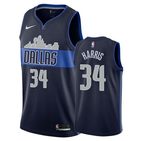 NBA Men Dallas Mavericks Dark Blue with Snow Mountain #34 HARRIS Jersey High Quality Name and Number Print
