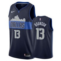 NBA Men Dallas Mavericks Dark Blue with Snow Mountain #13 BRUNSON Jersey High Quality Name and Number Print