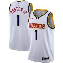 NBA Men Denver Nuggets White #1 PORTER JR Jersey High Quality Name and Number Print