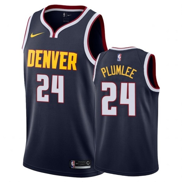 NBA Men Denver Nuggets Dark Blue #24 PLUMLEE Jersey High Quality Name and Number Print