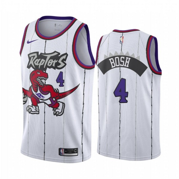 NBA Men Toronto Raptors Classical White #4 BOSH Jersey with Drangon High Quality Name and Number Print