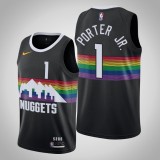 NBA Men Denver Nuggets Black City #1 PORTER JR Jersey High Quality Name and Number Print