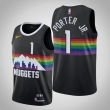 NBA Men Denver Nuggets Black City #1 PORTER JR Jersey High Quality Name and Number Print
