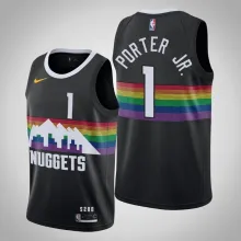 NBA Men Denver Nuggets Black City #1 PORTER JR Jersey High Quality Name and Number Print
