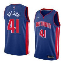 NBA Men Detroit Pistons Blue #41 NELSON Jersey High Quality Name and Number Print