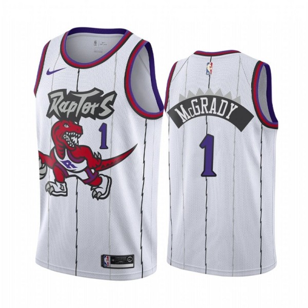 NBA Men Toronto Raptors Classical White #1 McGRADY. Jersey with Drangon High Quality Name and Number Print