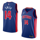 NBA Men Detroit Pistons Blue #14 SMITH Jersey High Quality Name and Number Print
