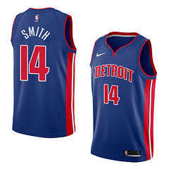 NBA Men Detroit Pistons Blue #14 SMITH Jersey High Quality Name and Number Print