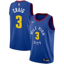 NBA Men Denver Nuggets Blue City #3 CRAIG Jersey High Quality Name and Number Print