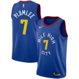 NBA Men Denver Nuggets Blue City #7 PLUMLEE Jersey High Quality Name and Number Print
