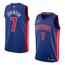 NBA Men Detroit Pistons Blue #7 JOHNSON Jersey High Quality Name and Number Print