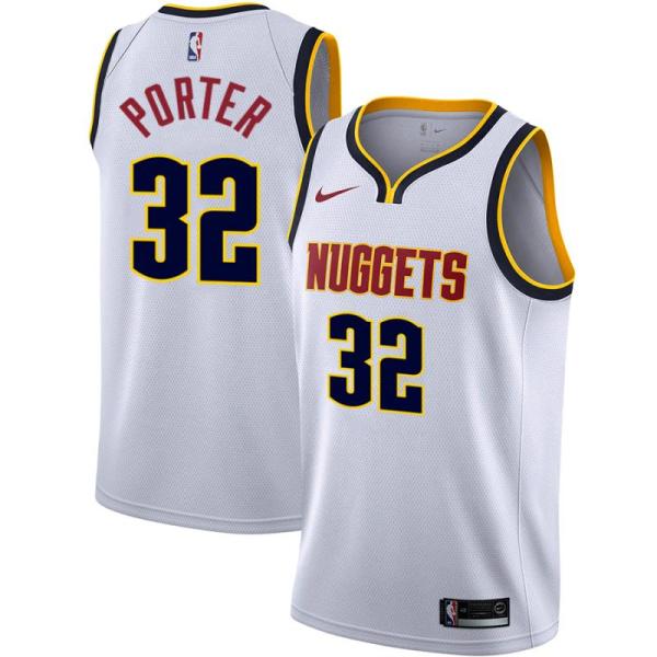 NBA Men Denver Nuggets White #32 PORTER Jersey High Quality Name and Number Print
