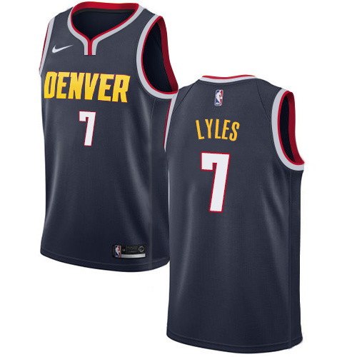 NBA Men Denver Nuggets Dark Blue #7 LYLES Jersey High Quality Name and Number Print