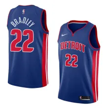 NBA Men Detroit Pistons Blue #22 BRADLEY Jersey High Quality Name and Number Print