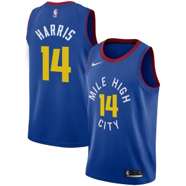 NBA Men Denver Nuggets Blue City #14 HARRIS Jersey High Quality Name and Number Print