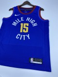 NBA Men Denver Nuggets Blue City #15 JOKIC Jersey High Quality Name and Number Print