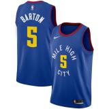 NBA Men Denver Nuggets Blue City #5 BARTON Jersey High Quality Name and Number Print