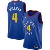NBA Men Denver Nuggets Blue City #4 MILLSAP Jersey High Quality Name and Number Print